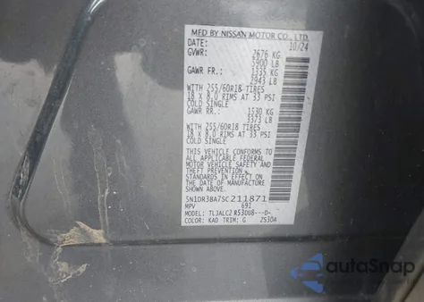 2025 Nissan Pathfinder Sv Fwd z USA, uszkodzony, nr VIN 5N1DR3BA7SC211871